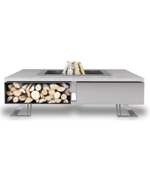 OUTDOOR FIRE PIT HETTA SQUARE 120 CONCRETE / INOX