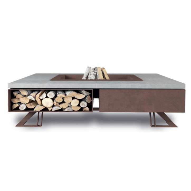 OUTDOOR FIRE PIT HETTA SQUARE 140 CONCRETE / CORTEN OUTDOOR FIRE PIT HETTA SQUARE 140 CONCRETE / CORTEN