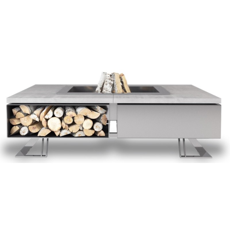 CHIMENEA DE JARDÍN HETTA SQUARE 140 CONCRETE / INOX