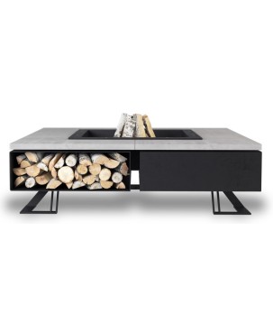 OUTDOOR FIRE PIT HETTA SQUARE 180 CONCRETE / BLACK INOX