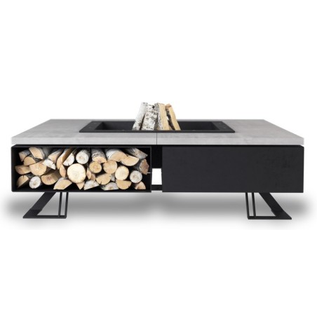 FOYER DE JARDIN HETTA SQUARE 180 CONCRETE / BLACK INOX