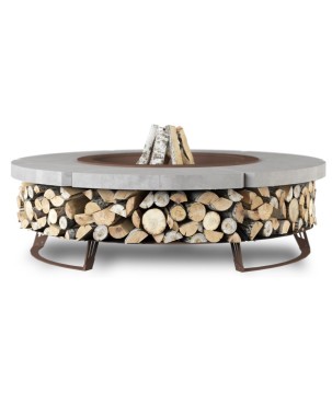 CHIMENEA DE JARDÍN HETTA ROUND 120 CONCRETE / CORTEN