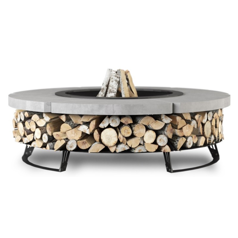 FOYER DE JARDIN HETTA ROUND 120 CONCRETE / BLACK INOX