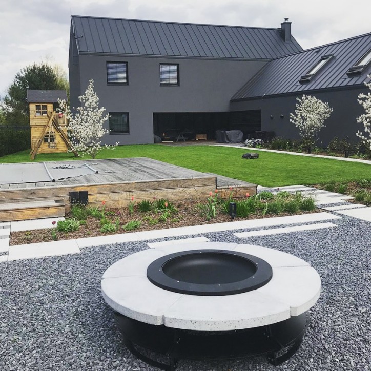 OUTDOOR FIRE PIT HETTA ROUND 120 CONCRETE / BLACK INOX