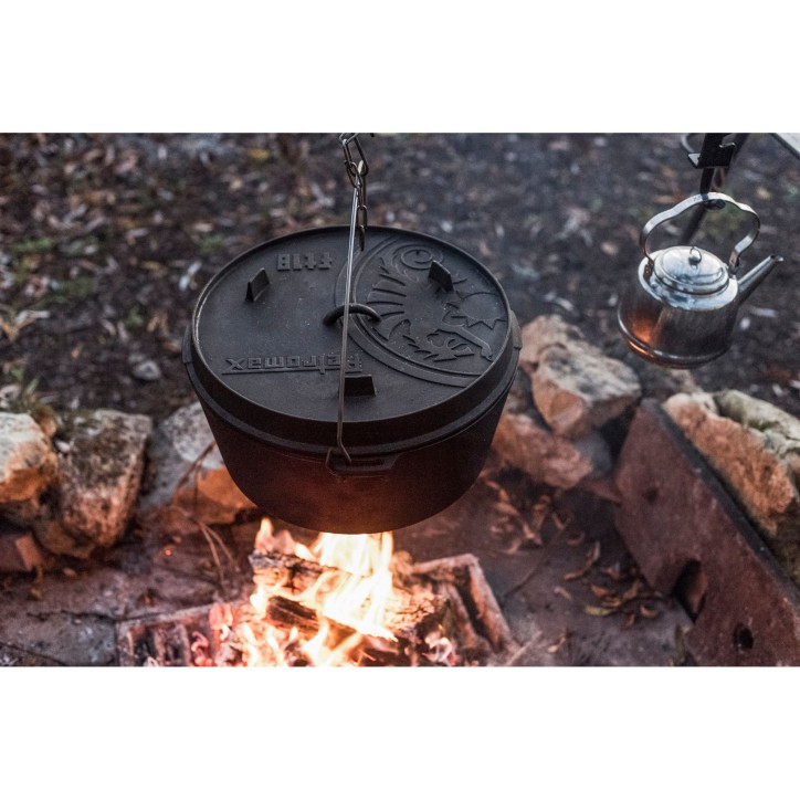 OLLA CON TAPA DE HIERRO FUNDIDO DUTCH OVEN CON BASE PLANA PETROMAX ft18-t (16,1 litros) OLLA CON TAPA DE HIERRO FUNDIDO DUTCH OVEN CON BASE PLANA PETROMAX ft18-t (16,1 litros)