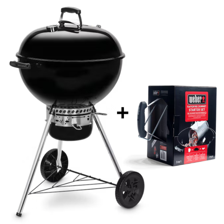 BARBECUE WEBER ORIGINAL KETTLE E-5730 BLACK 57cm + KIT CHEMINÉE D'ALLUMAGE RAPIDFIRE BARBECUE WEBER ORIGINAL KETTLE E-5730 BLACK 57cm + KIT CHEMINÉE D'ALLUMAGE RAPIDFIRE