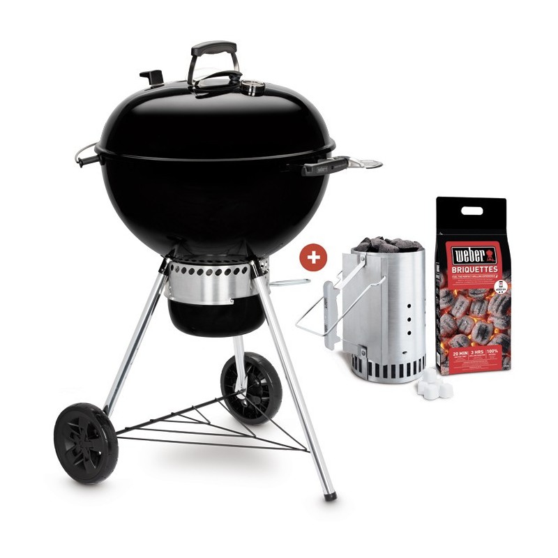BARBECUE WEBER MASTER-TOUCH E-5750 NOIR GBS 57cm + KIT CHEMINÉE D'ALLUMAGE RAPIDFIRE