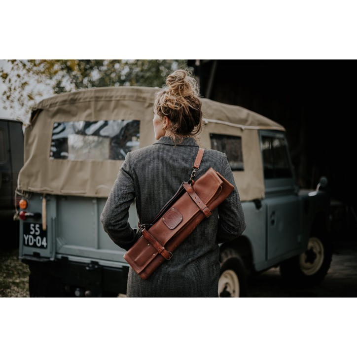 LEATHER KNIFE ROLL - 5 POCKETS WITLOFT (COGNAC/COGNAC) LEATHER KNIFE ROLL - 5 POCKETS WITLOFT (COGNAC/COGNAC)