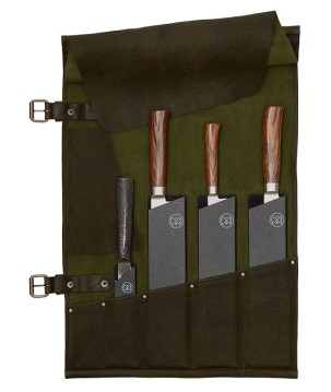 ESTUCHE PARA CUCHILLOS–5 BOLSILLOS WITLOFT (VERDE/COÑAC)