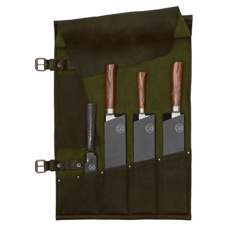 ESTUCHE PARA CUCHILLOS–5 BOLSILLOS WITLOFT (VERDE/COÑAC)