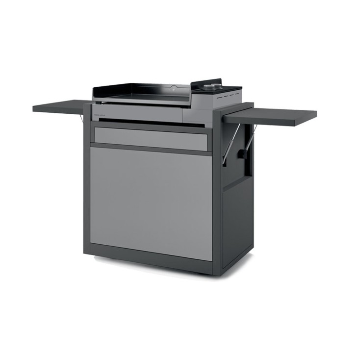 BLACK AND GREY ENAMELLED STEEL CLOSED TROLLEY FOR PLANCHA PREMIUM 60 FORGE ADOUR BLACK AND GREY ENAMELLED STEEL CLOSED TROLLEY FOR PLANCHA PREMIUM 60 FORGE ADOUR