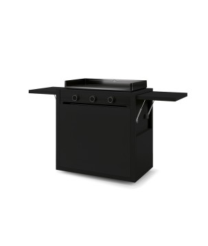 CLOSED TROLLEY IN BLACK STEEL FOR PLANCHA MODERN 75 FORGE ADOUR