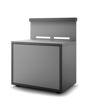 Meuble support en acier fermé noir et gris clair mat pour plancha Forge Adour