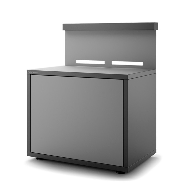 Meuble support en acier fermé noir et gris clair mat pour plancha Forge Adour