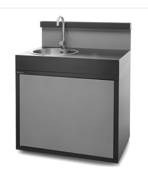 Support évier acier fermé noir et gris clair mat Forge Adour