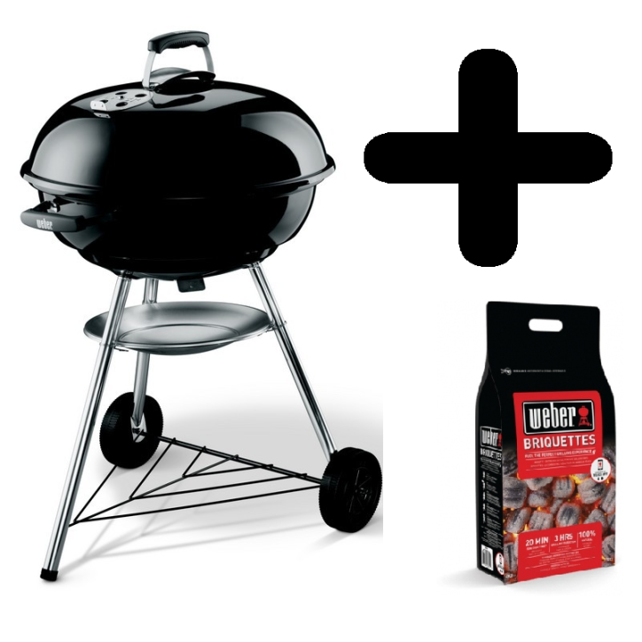 BARBACOA WEBER COMPACT 47cm. BLACK + 2KG DE BRIQUETAS BARBACOA WEBER COMPACT 47cm. BLACK + 2KG DE BRIQUETAS