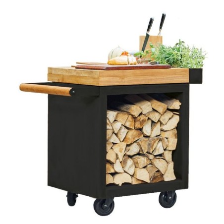 OFYR MISE EN PLACE TABLE PRO TEAK WOOD BLACK MP-B-65-PRO-TW