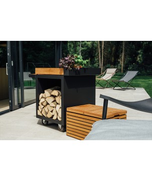 OFYR MISE EN PLACE TABLE PRO TEAK WOOD BLACK MP-B-65-PRO-TW