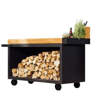 OFYR MISE EN PLACE TABLE PRO TEAK WOOD BLACK MP-B-135-PRO-TW