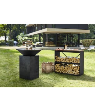 ESTANTERÍA PARA LEÑA OFYR CON 2 ESTANTES BLACK WS-D