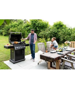 BARBECUE NAPOLEON ROGUE 425 WITH SIDE AND REAR BURNER + ROTISSERIE SET BLACK