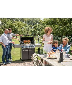 BARBACOA NAPOLEON PRESTIGE 500 CON QUEMADOR LATERAL Y TRASERO INFRARROJOS GRIS ANTRACITA