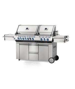 BARBECUE NAPOLEON PRESTIGE PRO 825 WITH POWER SIDE BURNER, INFRARED REAR & BOTTOM BURNERS STAINLESS STEEL