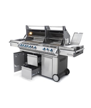 BARBECUE NAPOLEON PRESTIGE PRO 825 À BRÛLEUR LATÉRAL DOUBLE, BRÛLEURS DE CUVE ET ARRIÈRE INFRAROUGES INOX