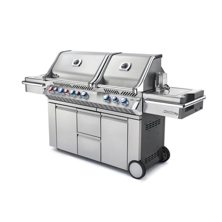 BARBECUE NAPOLEON PRESTIGE PRO 825 À BRÛLEUR LATÉRAL DOUBLE, BRÛLEURS DE CUVE ET ARRIÈRE INFRAROUGES INOX