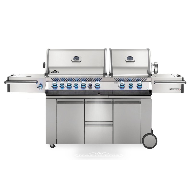 BARBECUE NAPOLEON PRESTIGE PRO 825 À BRÛLEUR LATÉRAL DOUBLE, BRÛLEURS DE CUVE ET ARRIÈRE INFRAROUGES INOX