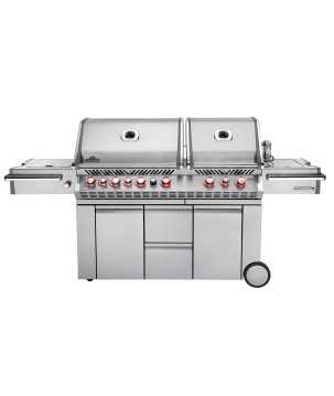 BARBECUE NAPOLEON PRESTIGE PRO 825 WITH POWER SIDE BURNER, INFRARED REAR & BOTTOM BURNERS STAINLESS STEEL