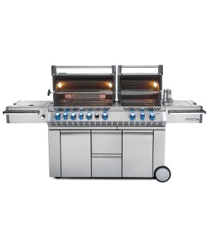 BARBACOA NAPOLEON PRESTIGE PRO 825 CON QUEMADOR LATERAL DE POTENCIA, QUEMADORES INFERIORES Y TRASEROS INFRARROJOS INOX