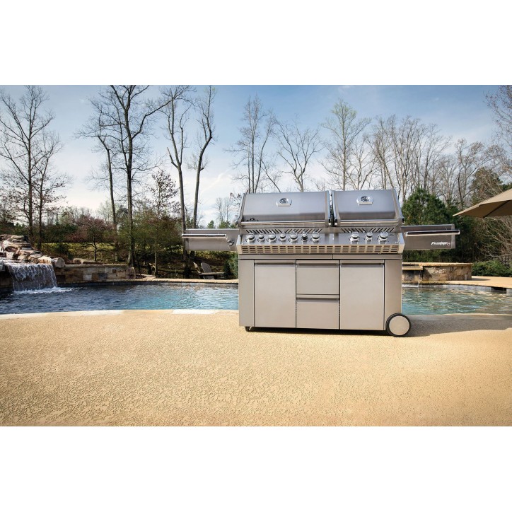 BARBECUE NAPOLEON PRESTIGE PRO 825 À BRÛLEUR LATÉRAL DOUBLE, BRÛLEURS DE CUVE ET ARRIÈRE INFRAROUGES INOX