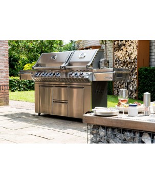 BARBECUE NAPOLEON PRESTIGE PRO 825 WITH POWER SIDE BURNER, INFRARED REAR & BOTTOM BURNERS STAINLESS STEEL