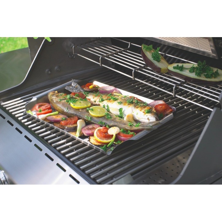 STAINLESS STEEL RECTANGULAR GRILL PAN WEBER STYLE STAINLESS STEEL RECTANGULAR GRILL PAN WEBER STYLE