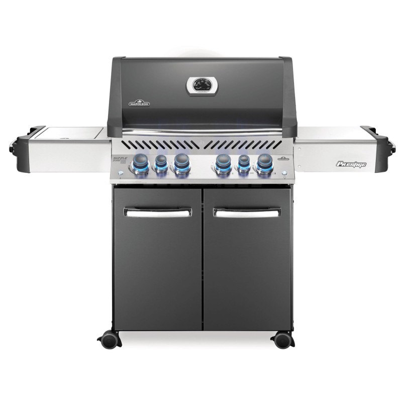 BARBACOA NAPOLEON PRESTIGE 500 CON QUEMADOR LATERAL Y TRASERO INFRARROJOS GRIS ANTRACITA
