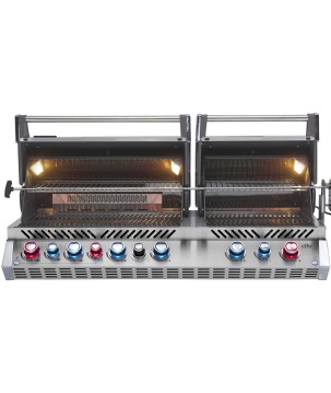 BARBECUE ENCASTRÉ NAPOLEON PRESTIGE PRO 825 À BRÛLEURS DE CUVE ET ARRIÈRE INFRAROUGES INOX