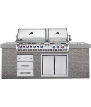 BARBECUE ENCASTRÉ NAPOLEON PRESTIGE PRO 825 À BRÛLEURS DE CUVE ET ARRIÈRE INFRAROUGES INOX