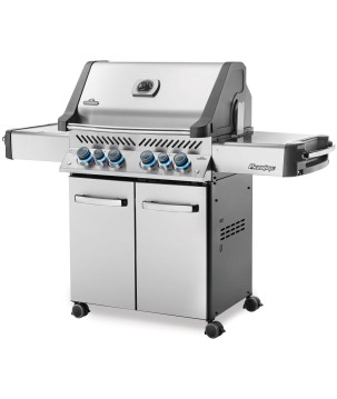 BARBACOA NAPOLEON PRESTIGE 500 CON QUEMADOR LATERAL Y TRASERO INFRARROJOS INOX