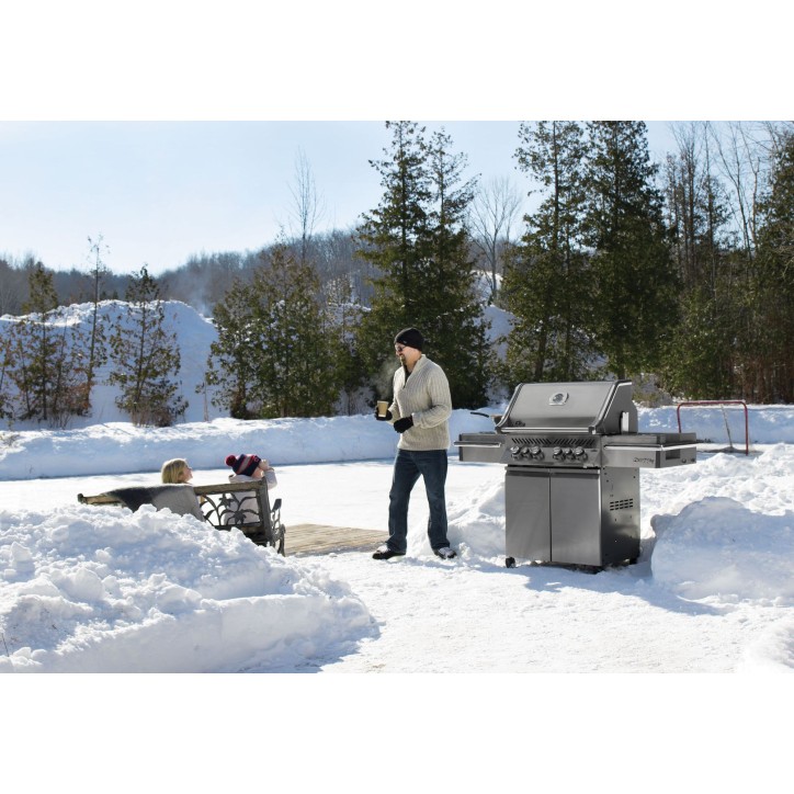 BARBECUE NAPOLEON PRESTIGE PRO 500 À BRÛLEURS LATÉRAL ET ARRIÈRE INFRAROUGES INOX GAZ NATUREL