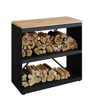 ESTANTERÍA PARA LEÑA OFYR CON 2 ESTANTES BLACK WS-D