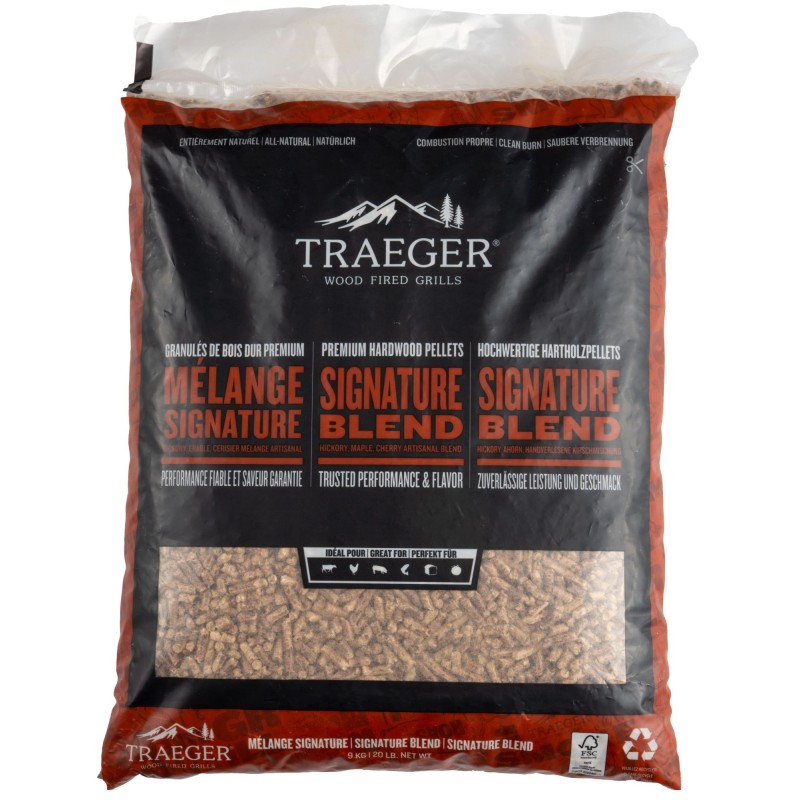 PELLETS DE MADERA -  MEZCLA SIGNATURE BLEND 9 KG TRAEGER