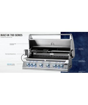 BARBACOA NAPOLEON SERIE 700 CON QUEMADOR TRASERO INFRARROJO DUAL INOX EMPOTRADA - 110 cm